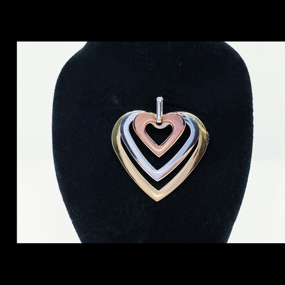 Three Tri Color Open Heart Pendant - Picture 2 of 5